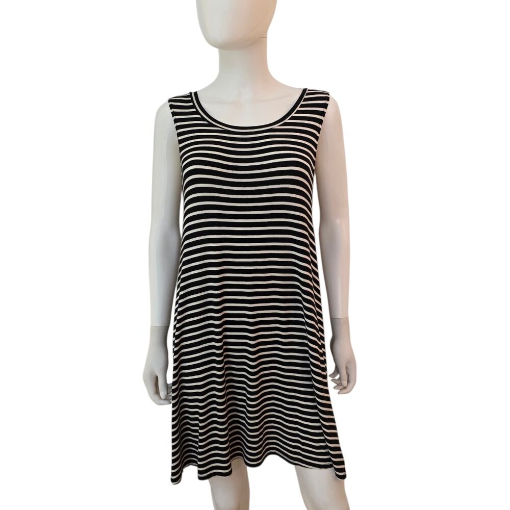 Socialite Shift Sleeveless Black Striped Racerback Tank Dress